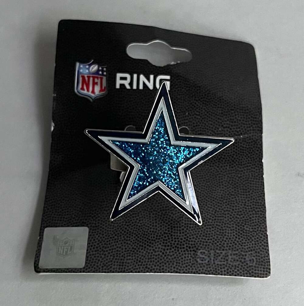 NFL Dallas Cowboys Star Ring Size 6 Blue Glitter